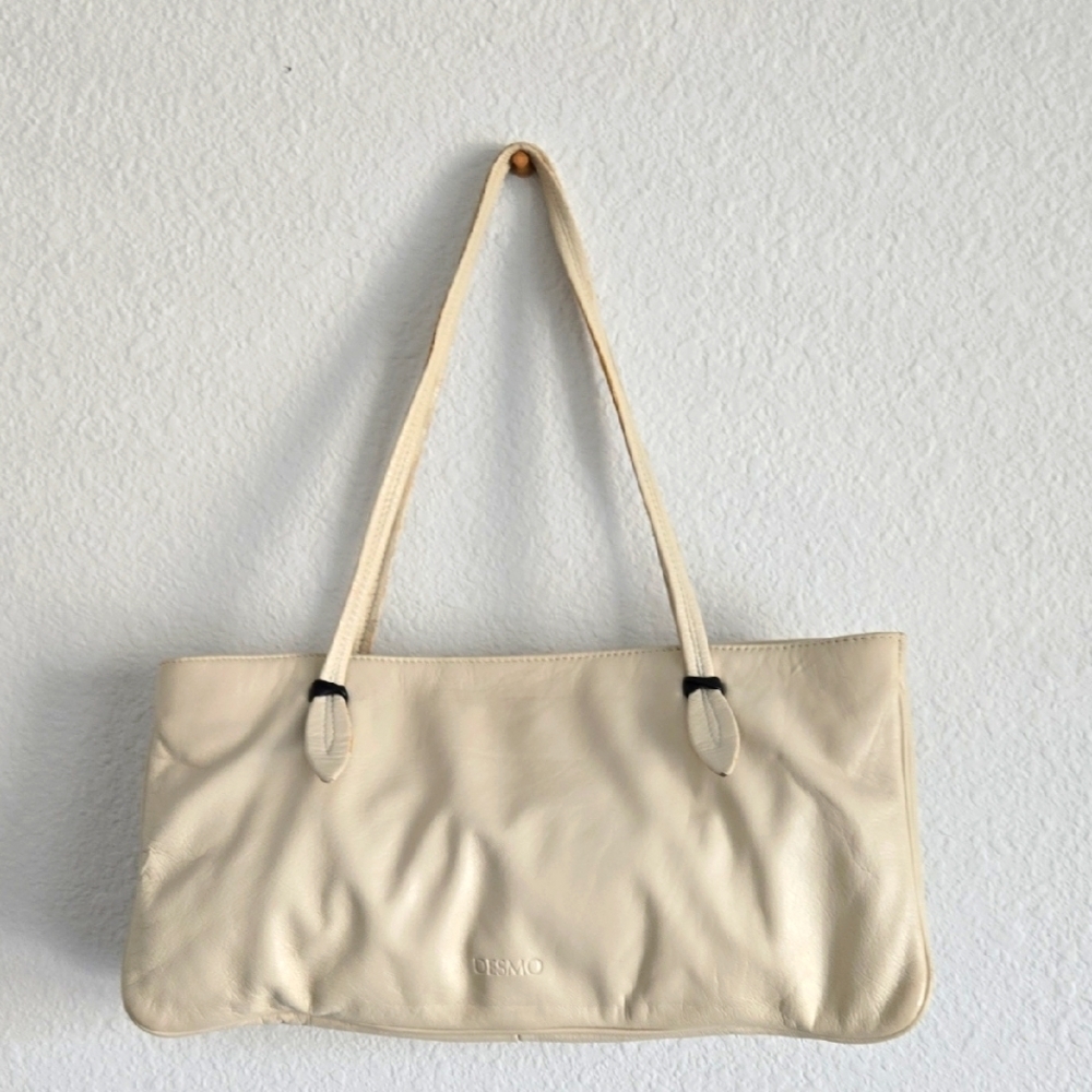 Desmo Vintage East West Bag Cream Women's 100% Soft Leather Shoulder Bag
